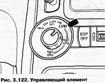 Поверните управляющий элемент раздаточной коробки Е473 в положение «LOW/НИЗКИЙ» (рис. 3.122).