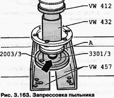Запрасуйце пылавік А вала з фланцам (мал. 3.163).