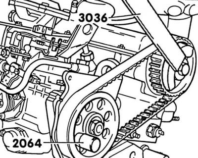 14. Zablokuj koło zębate pompy wtryskowej odpowiednim kołkiem VW-2064 lub kołkiem pokazanym na…