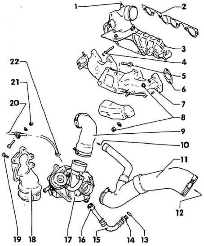 1. Connecting tube - with a plug for checking the boost pressure; 2. Gasket - the coating…