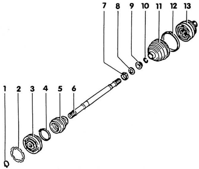 1. Сигурносна подлошка; 2. Заптивка; 3. Унутрашњи зглобни синхронизатор; 4. Стезаљка; 5. Заштитни…