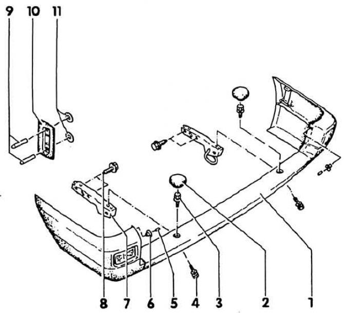 1. Zadný nárazník; 2. Zástrčka; 3. Skrutkujte s podložkou; 4. Skrutkujte s podložkou; 5. Špendlík;…