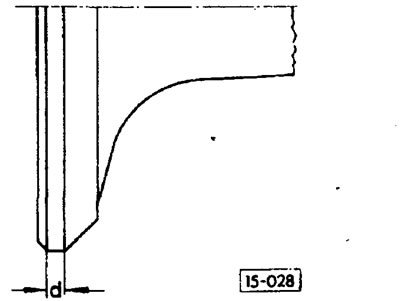 При доработке впускных клапанов не должен быть превышен размер d = 0,5 мм.