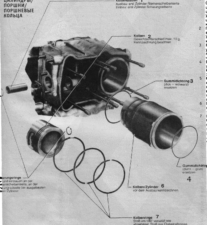1. Поршневой палец. Снятие: начиная с цилиндра со стороны шкива. Установка: начиная с цилиндра со…