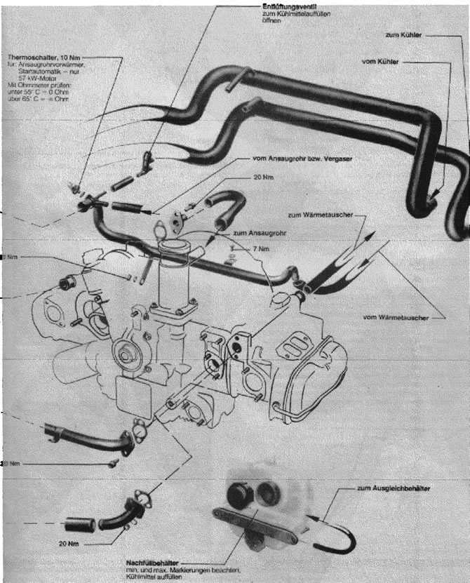 Все шланги закрепляются хомутами так, чтобы их можно снимать без снятия двигателя.