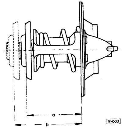 Начало открытия термостата около 85°C. Конец около 105°C. Ход раскрытия 8 мм.