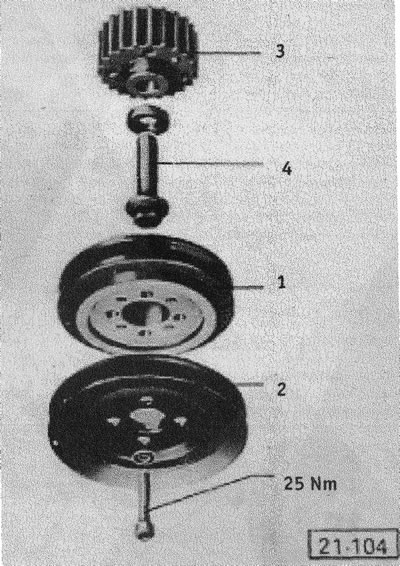В турбодизелях с кондиционером и вторым генератором вместо двенадцатигранного болта применен…